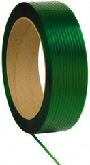 Made in USA - 3,250' Long x 1/2" Wide, Oscillated Coil Polyester Hand Strapping - 820 Lb Capacity, 0.028" Thick - Benchmark Tooling