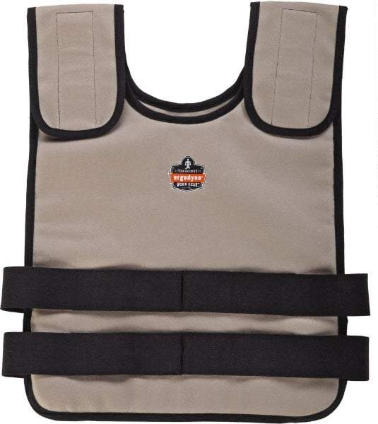 Ergodyne - Size S/M, Khaki Cooling Vest - 32 to 40" Chest, Zipper Front, Cotton - Benchmark Tooling