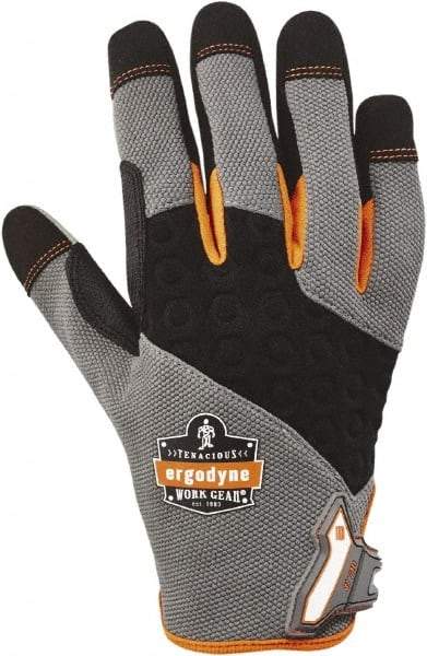 Ergodyne - Size 2XL (11) Polyester Blend Work Gloves - For Mechanic's & Lifting, Uncoated, Hook & Loop Cuff, Full Fingered, Black/Gray, Paired - Benchmark Tooling