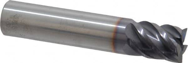 Niagara Cutter - 1/2", 5/8" LOC, 1/2" Shank Diam, 2-1/2" OAL, 5 Flute, Solid Carbide Square End Mill - Single End, TiAlN Finish, Spiral Flute, 45° Helix, Centercutting, Right Hand Cut, Right Hand Flute, Series S545 - Benchmark Tooling