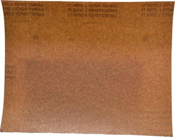 Norton - 80 Grit, Garnet Sanding Sheet - 11" Long x 9" Wide, Medium Grade, A Weighted Paper Backing - Benchmark Tooling