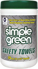 Simple Green - Pre-Moistened General Purpose Wipes - Center Pull, 12" x 10" Sheet Size - Benchmark Tooling