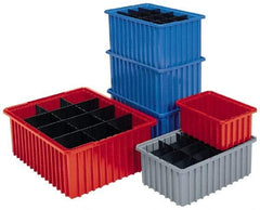 Akro-Mils - 1.66 Cu Ft, 50 Lb Load Capacity Red Polyethylene Dividable Container - Stacking, 22.4" Long x 17.4" Wide x 10" High - Benchmark Tooling