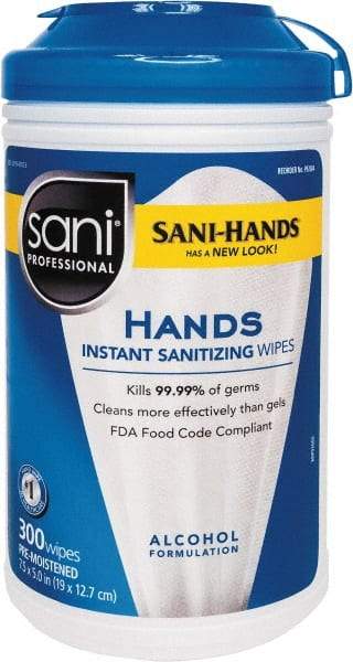 Nice Pak - Pre-Moistened Hand Cleaning Wipes - Canister, 5" x 7-1/2" Sheet Size, White - Benchmark Tooling