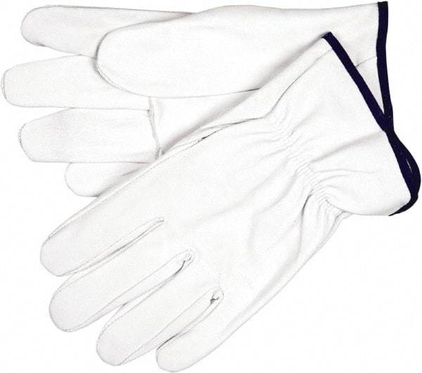 MCR Safety - Size S Goatskin General Protection Work Gloves - For Work & Driver, Uncoated, Slip-On Cuff, Cream, Paired - Benchmark Tooling