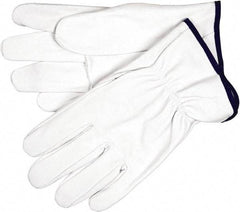 MCR Safety - Size M Goatskin General Protection Work Gloves - For Work & Driver, Uncoated, Slip-On Cuff, Cream, Paired - Benchmark Tooling