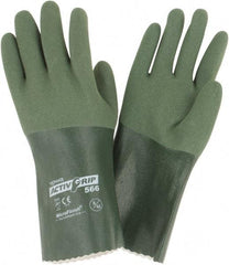 PIP - Size M (8), 12" Long, Supported, Nitrile Chemical Resistant Gloves - Textured Finish, Cotton Lined, Safety Cuff, ANSI Abrasion Level 4, ANSI Cut Level 0, ANSI Puncture Level 1, Green - Benchmark Tooling
