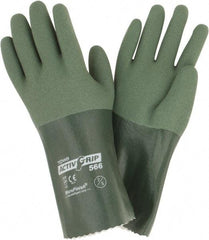 PIP - Size S (7), 12" Long, Supported, Nitrile Chemical Resistant Gloves - Textured Finish, Cotton Lined, Safety Cuff, ANSI Abrasion Level 4, ANSI Cut Level 0, ANSI Puncture Level 1, Green - Benchmark Tooling
