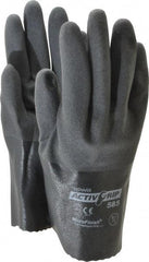 PIP - Size L (9) Nitrile Coated Cotton General Protection Work Gloves - For General Purpose, Fully Coated, Safety Cuff, Full Fingered, Gray, Paired - Benchmark Tooling