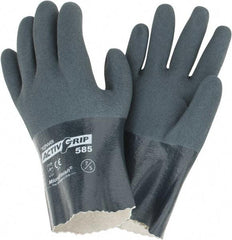 PIP - Size S (7) Nitrile Coated Cotton General Protection Work Gloves - For General Purpose, Fully Coated, Safety Cuff, Full Fingered, Gray, Paired - Benchmark Tooling
