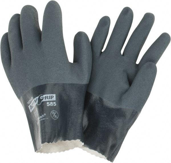 PIP - Size XL (10) Nitrile Coated Cotton General Protection Work Gloves - For General Purpose, Fully Coated, Safety Cuff, Full Fingered, Gray, Paired - Benchmark Tooling
