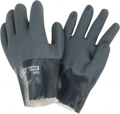 PIP - Size XL (10) Nitrile Coated Cotton General Protection Work Gloves - For General Purpose, Fully Coated, Safety Cuff, Full Fingered, Gray, Paired - Benchmark Tooling