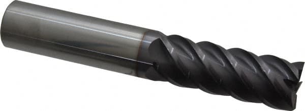 Niagara Cutter - 1", 2-5/8" LOC, 1" Shank Diam, 6" OAL, 5 Flute, Solid Carbide Square End Mill - Single End, AlTiN Finish, Spiral Flute, 45° Helix, Centercutting, Right Hand Cut, Right Hand Flute, Series S545 - Benchmark Tooling