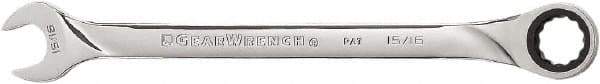 GearWrench - 15/16" 12 Point Combination Wrench - 14" OAL, Steel, Full Polish Finish - Benchmark Tooling