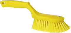 Vikan - 2" Bristle Length, Polyester Wash Brush - 5-13/16" Long x 5" Wide Head, 13-1/2" OAL, Yellow, Polypropylene Block - Benchmark Tooling