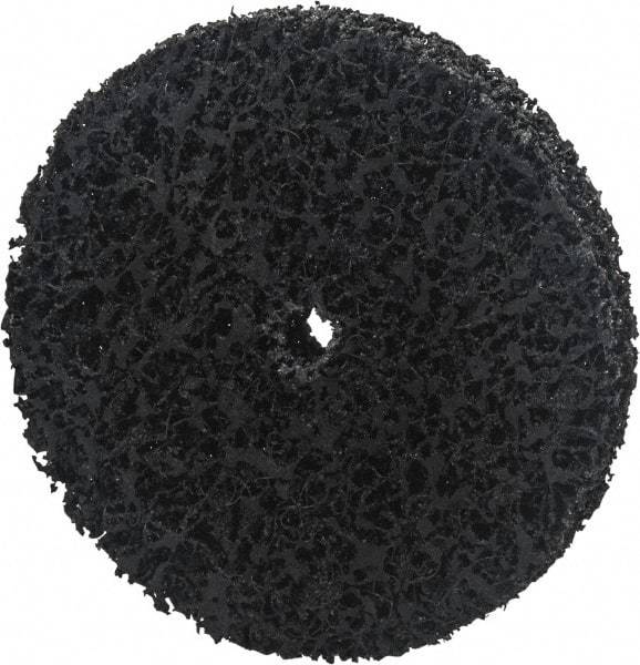 Norton - 3" Extra Coarse Grade Silicon Carbide Deburring Disc - 1/4" Center Hole, Arbor Connection, Black, 12,000 Max RPM - Benchmark Tooling