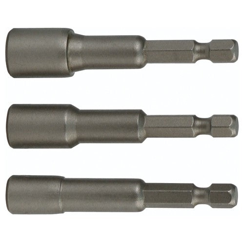 Nut Setter Magnetic 3 Piece Set 1/4, 5/16 & 3/8 × 4″ OAL on 1/4″ Hex Drive - Benchmark Tooling