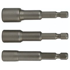Nut Setter Magnetic 3 Piece Set 1/4, 5/16 & 3/8 × 4″ OAL on 1/4″ Hex Drive - Benchmark Tooling