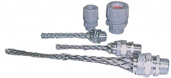 Woodhead Electrical - Liquidtight, Elbow Strain Relief Cord Grip - 1/2 NPT Thread, 2-5/8" Long, Iron & Zinc-plated Steel - Benchmark Tooling