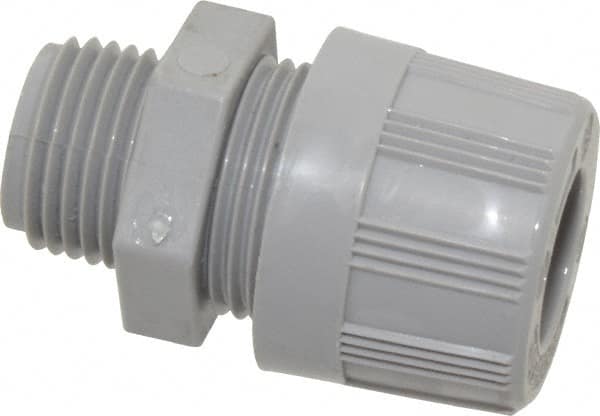 Woodhead Electrical - 11.1 to 12.7mm Capacity, Liquidtight, Straight Strain Relief Cord Grip - 1/2 NPT Thread, Nylon - Benchmark Tooling