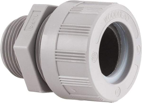 Woodhead Electrical - 20.62 to 23.8mm Capacity, Liquidtight, Straight Strain Relief Cord Grip - 1 NPT Thread, Nylon - Benchmark Tooling