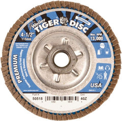 Weiler - 4-1/2" 40 Grit 5/8-11 Center Hole Type 29 Zirconia Alumina Flap Disc - Benchmark Tooling