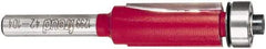 Freud - 1/2" Cut Diam, 1" Length of Cut, 7 Flute Flush Trim Edge Profile Router Bit - Carbide-Tipped, 1/4" Shank Diam, 2-13/16" OAL, Proprietary Coating - Benchmark Tooling