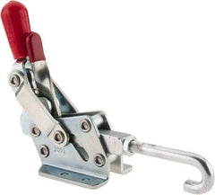 De-Sta-Co - 1,507 Lb Capacity, Horizontal, J Hook, Flanged Base, Carbon Steel Pull Action Latch Clamp - 3/4" Drawing Movement, 8.98" OAL, Straight Handle - Benchmark Tooling