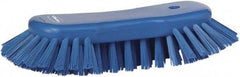 Vikan - 1.3" Bristle Length, Polyester Utility Scrub Brush - 7-3/4" Long x 3" Wide Head, 8" OAL, Blue, Polypropylene Block - Benchmark Tooling