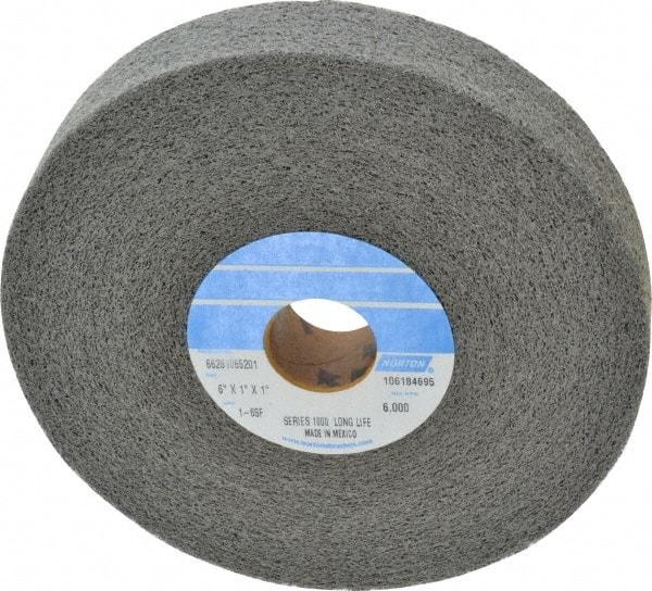 Norton - 6" Diam, 1" Face Width, 1" Center Hole, Fine Grade, Silicon Carbide Deburring Wheel - Convolute, Medium Density 6 Grade, 4,500 RPM - Benchmark Tooling