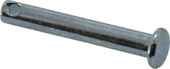 Made in USA - 3/16" Pin Diam, 1-1/4" OAL, Standard Clevis Pin - 3/32" Hole, 1-5/32" Usable Length, Zinc-Plated Steel - Benchmark Tooling