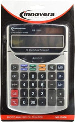 innovera - 12-Digit Portable Calculator - 18mm Display Size, White, Solar & Battery Powered, 7" Long x 4-3/4" Wide - Benchmark Tooling