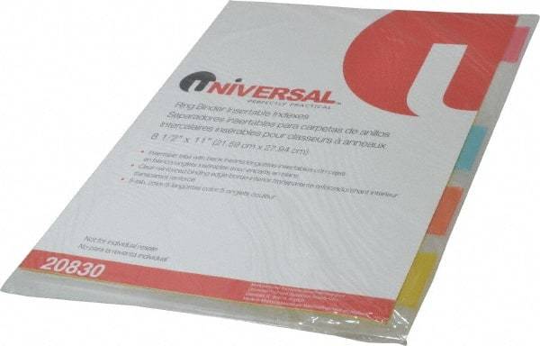 UNIVERSAL - 8-1/2 x 11" 5 Tabs, Single Sided Clear Mylar Reinforced Binding Edge, Insertable Tab Economy Indexes - Multicolor Tabs, Buff Folder - Benchmark Tooling