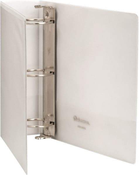 UNIVERSAL - 3" Sheet Capacity, 8-1/2 x 11", Round Ring Economy View Binder - Clear Matte Finish Overlay, White - Benchmark Tooling