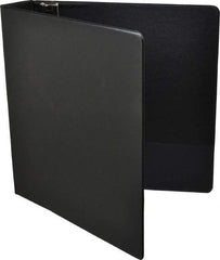 UNIVERSAL - 2" Sheet Capacity, 8-1/2 x 11", Round Ring Binder Without Label Holder - Suede Finish Vinyl Cover, Black - Benchmark Tooling