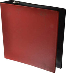 UNIVERSAL - 2" Sheet Capacity, 8-1/2 x 11", Round Ring Binder Without Label Holder - Suede Finish Vinyl Cover, Red - Benchmark Tooling