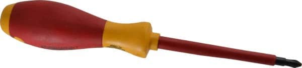 Wiha - #2, 8-9/16" OAL, Standard Phillips Screwdriver - 4" Blade Length, Ergonomic Handle - Benchmark Tooling