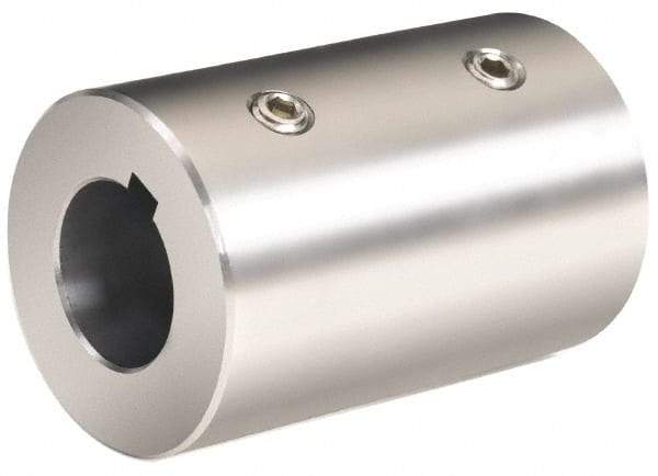 Climax Metal Products - 35mm Inside x 63mm Outside Diam, Metric Set Screw Rigid Coupling with Keyway - 114mm Long x 10mm Keyway Width x 3.3mm Keyway Depth - Benchmark Tooling