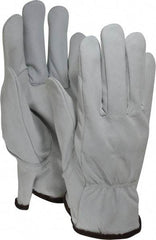 MCR Safety - Size L (9) Grain Goatskin General Protection Work Gloves - For Work & Driver, Uncoated, Slip-On Cuff, Full Fingered, White, Paired - Benchmark Tooling