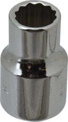 Proto - 3/8" Drive, Standard Hand Socket - 12 Points, 1-3/32" OAL, Chrome Finish - Benchmark Tooling