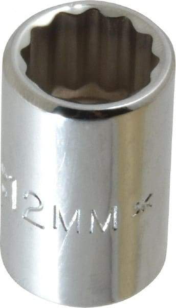 Proto - 3/8" Drive, Standard Hand Socket - 12 Points, 1-1/8" OAL, Chrome Finish - Benchmark Tooling