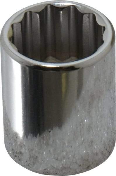 Proto - 3/8" Drive, Standard Hand Socket - 12 Points, 1-1/8" OAL, Chrome Finish - Benchmark Tooling