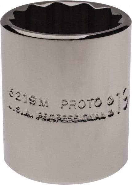 Proto - 3/8" Drive, Standard Hand Socket - 12 Points, 1-3/16" OAL, Chrome Finish - Benchmark Tooling