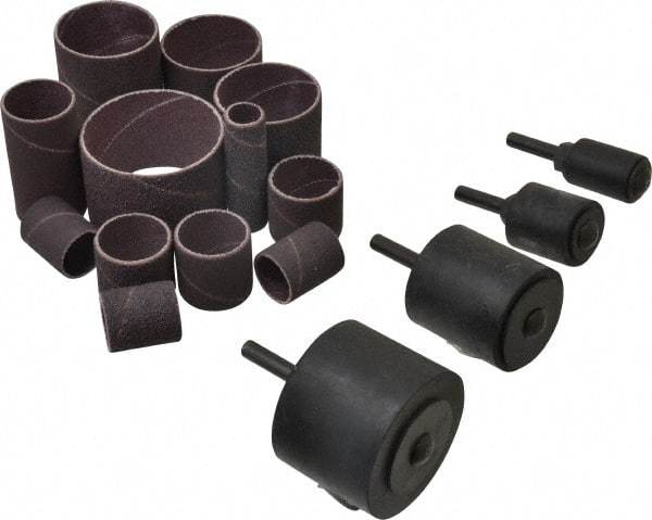 Merit Abrasives - 8-Piece Spiral Band Kit - Includes 3/4 to 2" Diam & 1 to 1-1/2" Wide Band Drums in Coarse, Medium & Fine Grades - Benchmark Tooling