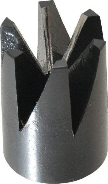 Made in USA - 60° Included Angle, 3/8-24" Hole Thread, Chamfer Edge, High Speed Steel, Outer Tube Edge Finishing Cutter - 7/8" Cutter Head Outside Diam, 1/2" Max Workpiece, 1-1/4" Long, 1/8" Threaded Hole Diam - Benchmark Tooling