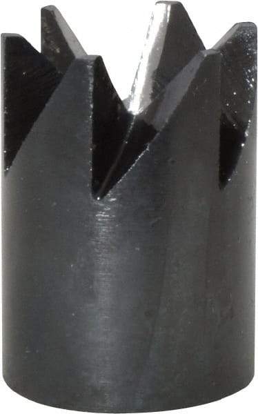 Made in USA - 90° Included Angle, 3/8-24" Hole Thread, Chamfer Edge, High Speed Steel, Outer Tube Edge Finishing Cutter - 7/8" Cutter Head Outside Diam, 1/2" Max Workpiece, 1-1/4" Long, 1/8" Threaded Hole Diam - Benchmark Tooling