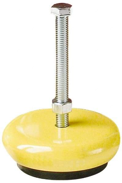 Gibraltar - 100 Lb Capacity, 1/4-28 Thread, Zinc Stud, Machine Socket Mount Leveling Mount - 1-3/4" Stud Length, 2" Base Diam, Elastomer Pad - Benchmark Tooling