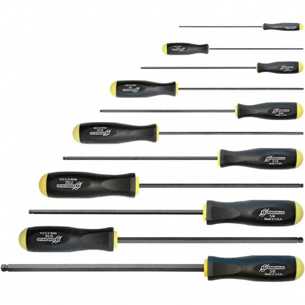 Bondhus - Hex Driver Sets Tool Type: Ball End Size Range (Inch): 5/64 - 3/8 - Benchmark Tooling