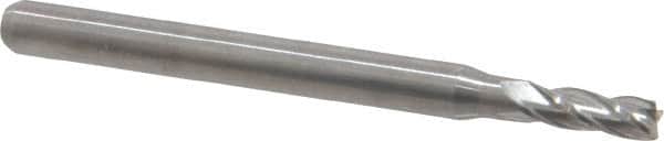 Kyocera - 0.095", 0.285" LOC, 1/8" Shank Diam, 1-1/2" OAL, 4 Flute, Solid Carbide Square End Mill - Single End, Uncoated, Spiral Flute, 30° Helix, Centercutting, Right Hand Cut, Right Hand Flute, Series 1810 - Benchmark Tooling