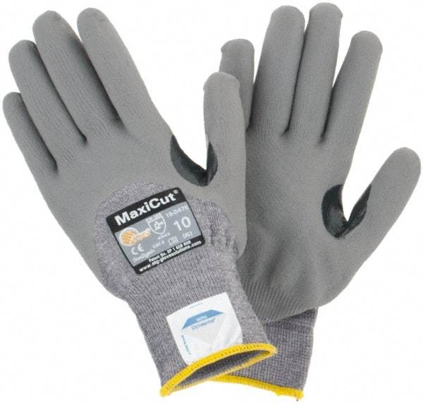 ATG - Size XL, ANSI Cut Lvl A4, Cut Resistant Gloves - Palm, Fingers & Knuckles Coated, Gray - Benchmark Tooling